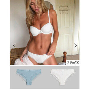 Dorina Lila Organic Cotton Cheeky Hipster Briefs 2-Pack Blue/Ivory Size XS